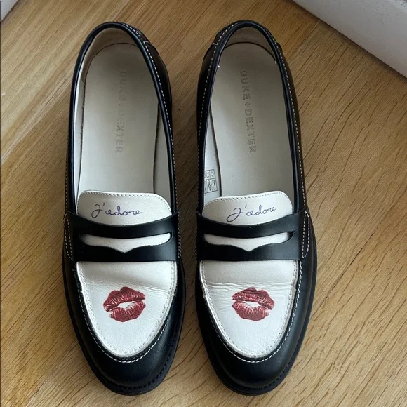 DUKE + DEXTER LOAFERS WITH KISS PRINT - Picture 1 of 7